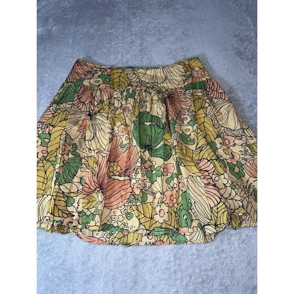 Vintage FOREVER 21 Cotton Floral Print A-Line Above Knee Skirt Size Large - Picture 4 of 8